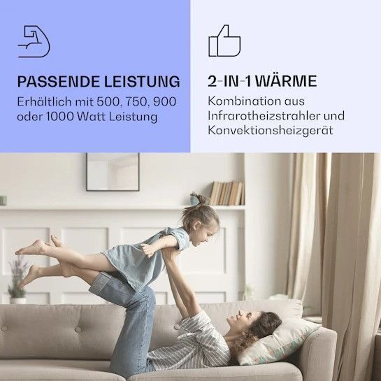 Економний інфрачервоний нагрівач Klarstein La Palma 500 smart 2-in-1 нагрівач інфрачервоний конвектор 10039827 фото