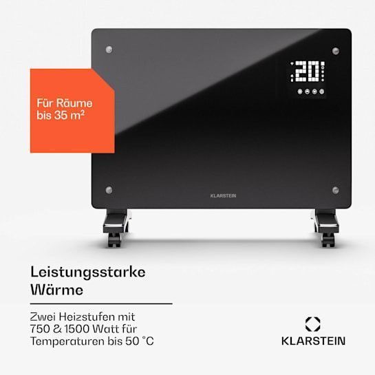 Електрокамін, Конвекційний нагрівач Klarstein Bornholm Smart 1500 1500 Вт WiFi LED IP24 10045428 фото