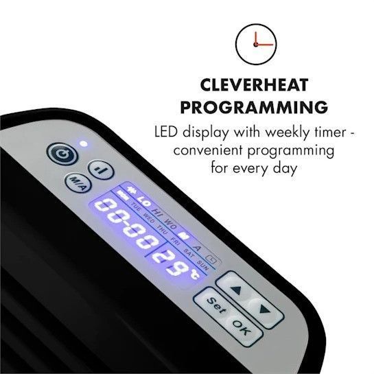 Конвекционный обогреватель Klarstein Hot Spot Slimcurve 80x40см 40м&sup2; 2000Вт 5-40&deg;C LED IP24 черный 10033017 фото