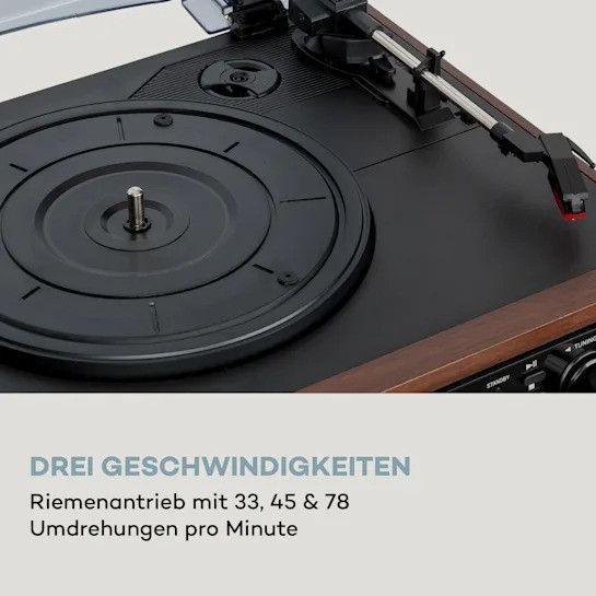Ретро проигрыватель виниловых пластинок auna Oakland DAB Retro Stereo DAB+/FM BT Функция Виниловая CD-кассета 10038004 фото